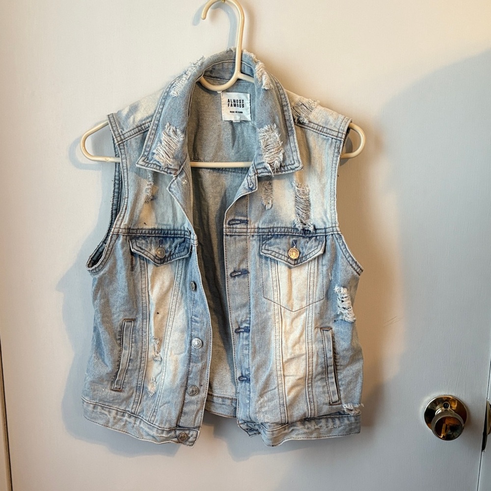 Almost Famous Light Blue Denim Vest
